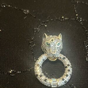 Elegant Gold and Silver Leopard Pendant